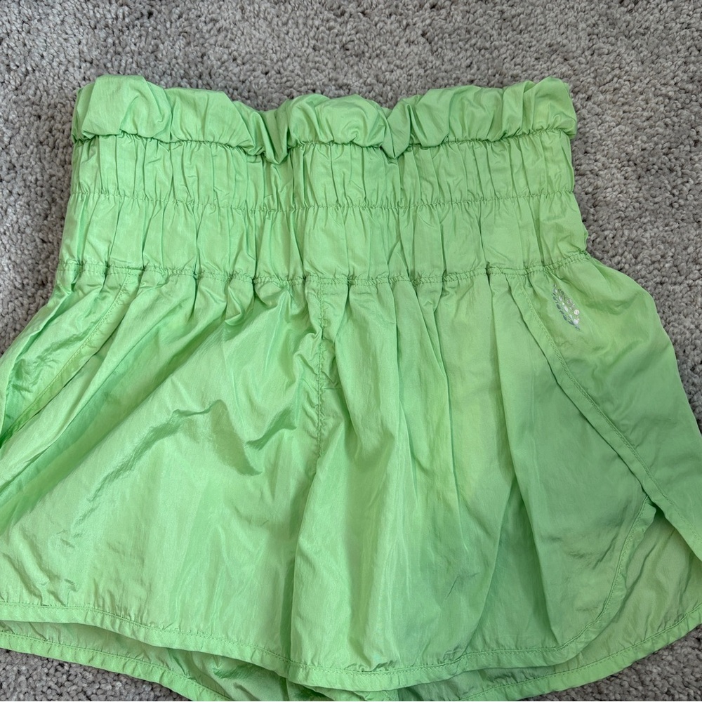 Free People FP Movement the Way Home Shorts, Green And White Print, Size Small